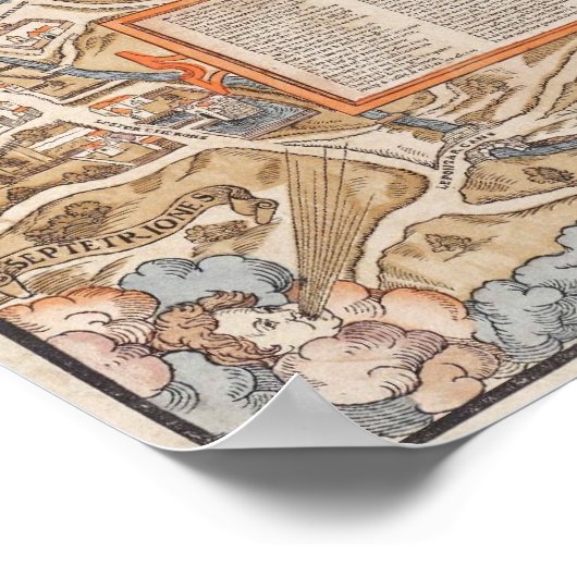 kaart Parijs, 1550 Poster (Hoek)