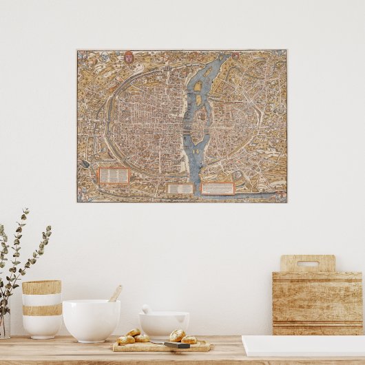 kaart Parijs, 1550 Poster (Keuken)