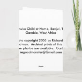 Kaart, Peinzend Kind thuis, Banjul, Gambia Kaart (Achterkant)