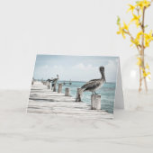 Kaart - Pelicans op Pier - Fijne verjaardag (Gele Bloem)