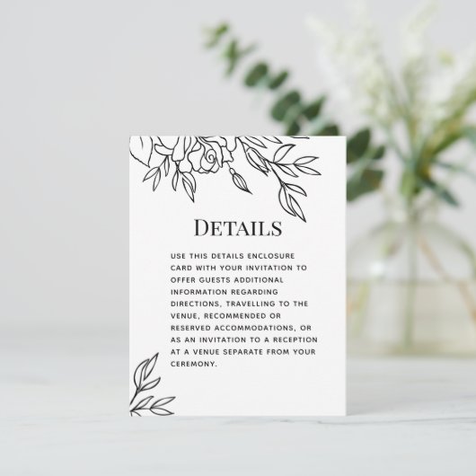 Kaart Pennen en inkt Roos bruiloft (Staand voorkant)