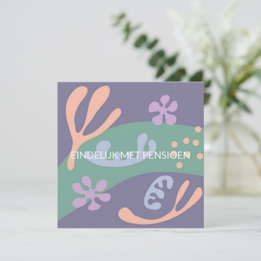 kaart pensioen met abstracte bloem (Staand voorkant)