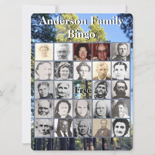 Kaart Pijn boombos foto familiereünie Bingo (Achterkant)