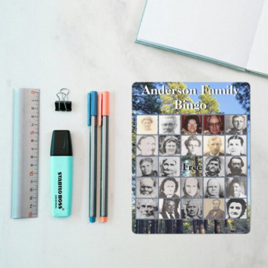 Kaart Pijn boombos foto familiereünie Bingo