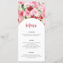 Kaart Pink Floral Menu