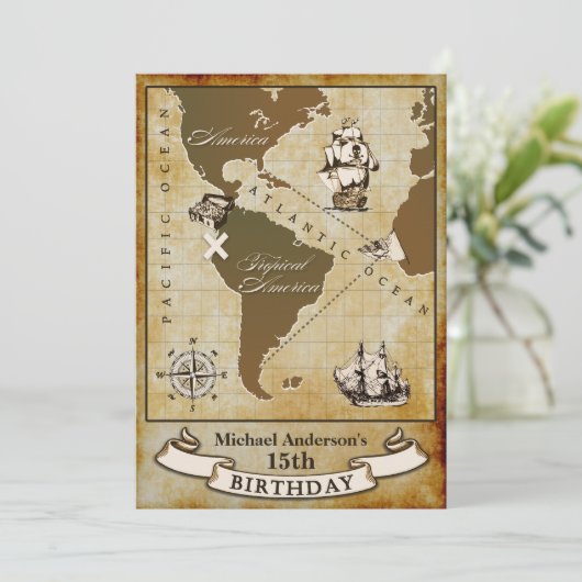  Kaart Pirate Birthday Party (Staand voorkant)