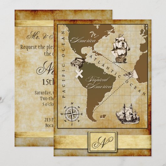 Kaart Pirate Birthday Party (Voorkant / Achterkant)