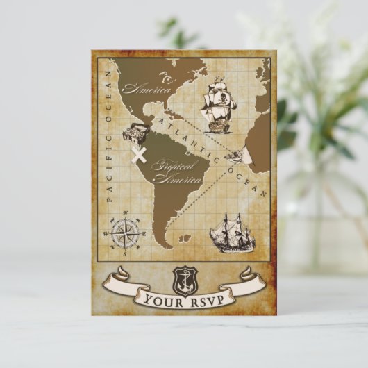  kaart pirate Birthday Party RSVP-kaarten (Staand voorkant)