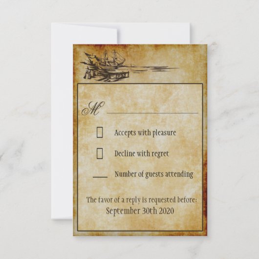  kaart pirate Birthday Party RSVP-kaarten (Achterkant)
