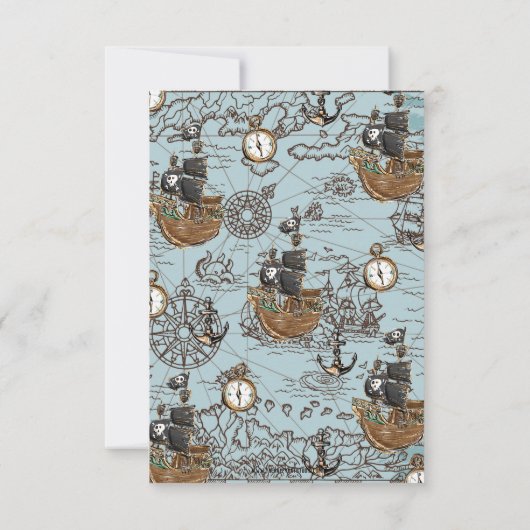 Kaart Pirate Treasure Baby shower Boy (Achterkant)