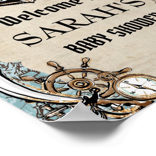  Kaart Pirate Treasure Baby shower Welkom Poster (Hoek)