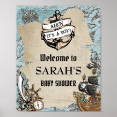  Kaart Pirate Treasure Baby shower Welkom Poster (Voorkant)
