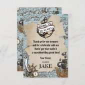  Kaart Pirate Treasure Birthday Party Boy (Voorkant / Achterkant)