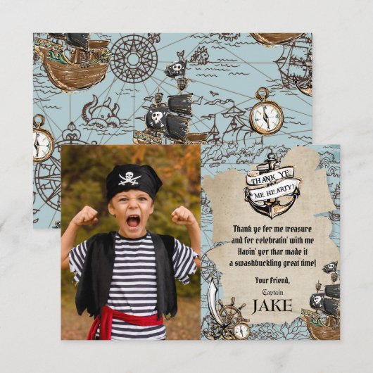  Kaart Pirate Treasure Birthday Party Foto (Voorkant / Achterkant)