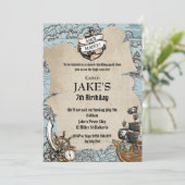 kaart Piratenverjaardagsfeest Oude Scroll (Staand voorkant)