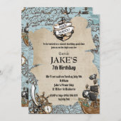 kaart Piratenverjaardagsfeest Oude Scroll (Voorkant / Achterkant)