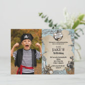 kaart Piratenverjaardagsfeestje Ahoy Matey (Staand voorkant)