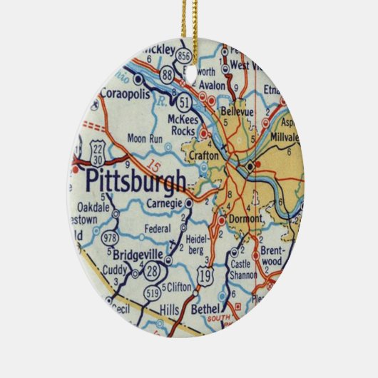  kaart Pittsburgh Keramisch Ornament (Rechts)