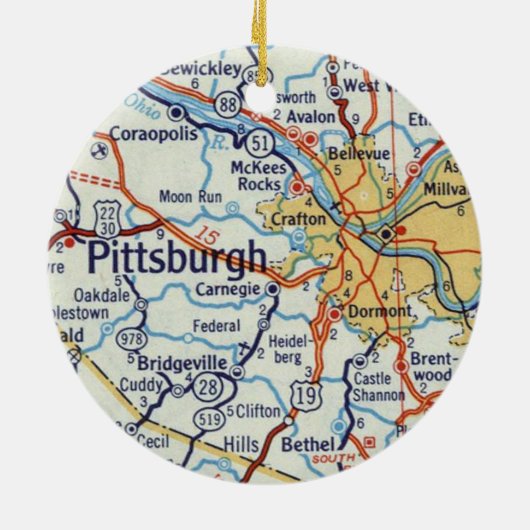  kaart Pittsburgh Keramisch Ornament (Achterkant)