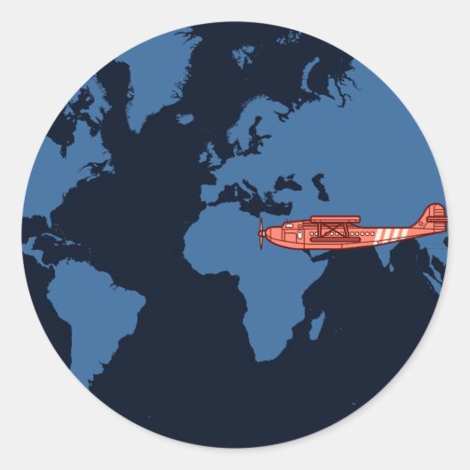 Kaart Plane Ronde Sticker (Voorkant)