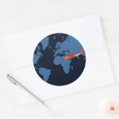 Kaart Plane Ronde Sticker (Envelop)
