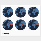 Kaart Plane Ronde Sticker (Vel)
