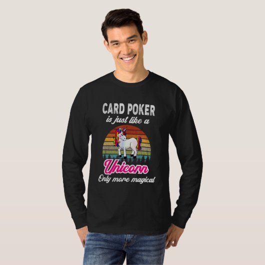 Kaart Poker Retro Unicorn  Sunset T-shirt (Voorkant volledig)