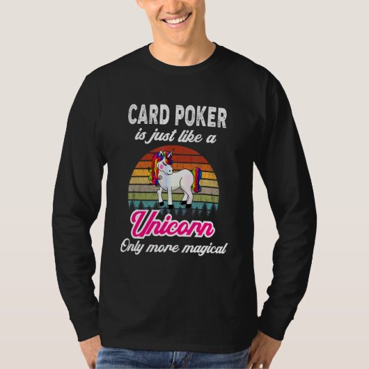 Kaart Poker Retro Unicorn  Sunset T-shirt (Voorkant)