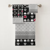 Kaart, poker, tafelkaarten, rood en zwart bad bad handdoek (Insitu)