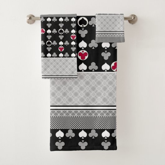 Kaart, poker, tafelkaarten, rood en zwart bad bad handdoek (Insitu)