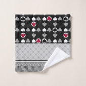 Kaart, poker, tafelkaarten, rood en zwart bad bad handdoek (Wasdoekje)