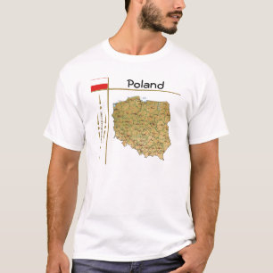 Kaart Polen + vlag + titel T-shirt