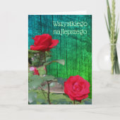 Kaart Poolse Birthday Sto Lat Red Roses (Voorkant)