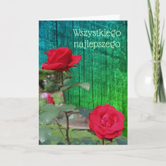 Kaart Poolse Birthday Sto Lat Red Roses (Voorkant)