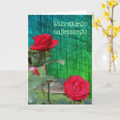 Kaart Poolse Birthday Sto Lat Red Roses (Gele Bloem)