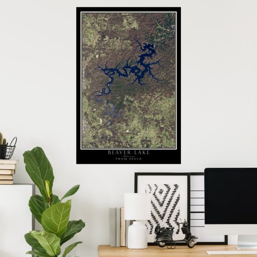 Kaart Poster van het Beaver Lake Arkansas (Thuiskantoor)