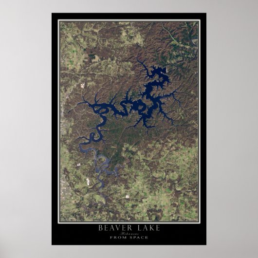 Kaart Poster van het Beaver Lake Arkansas (Voorkant)