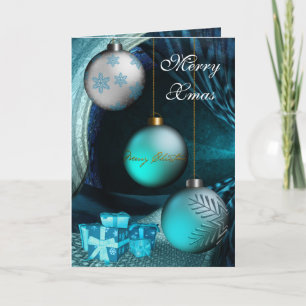 Kaart Prettig Kerstfeest Jade Blauwe Ballen