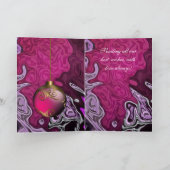 Kaart Prettig Kerstmis Plum Roze Ballen (Binnen)
