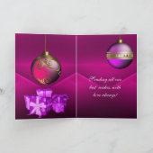 Kaart Prettig Kerstmis Pruim Roze Ballen (Binnen)
