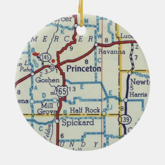 kaart Princeton MO Keramisch Ornament (Achterkant)