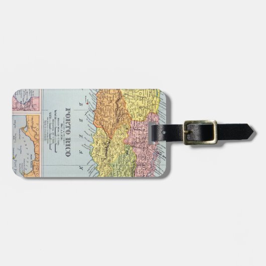 KAART: PUERTO RICO, 1900 BAGAGELABEL (Voorkant horizontaal)