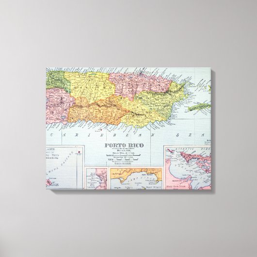 KAART: PUERTO RICO, 1900 CANVAS AFDRUK (Voorkant)