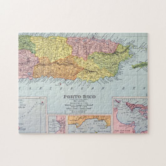 KAART: PUERTO RICO, 1900 LEGPUZZEL (Horizontaal)