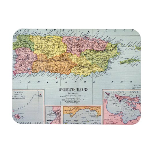 KAART: PUERTO RICO, 1900 MAGNEET (Horizontaal)