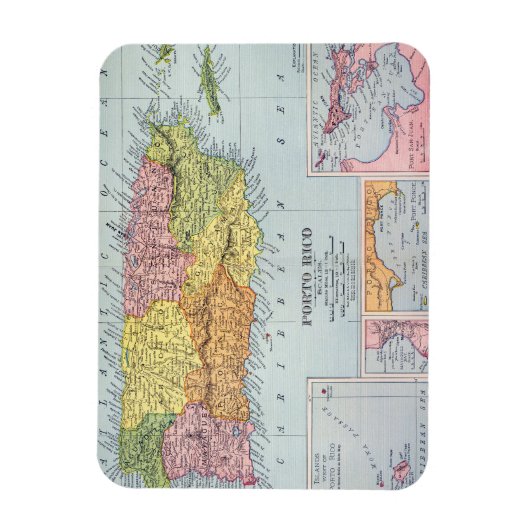 KAART: PUERTO RICO, 1900 MAGNEET (Verticaal)