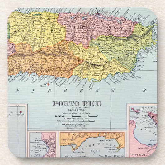 KAART: PUERTO RICO, 1900 ONDERZETTER (Voorkant)