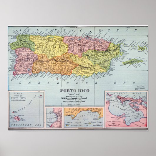 KAART: PUERTO RICO, 1900 POSTER (Voorkant)