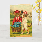  Kaart Puppy Birthday (Gele Bloem)