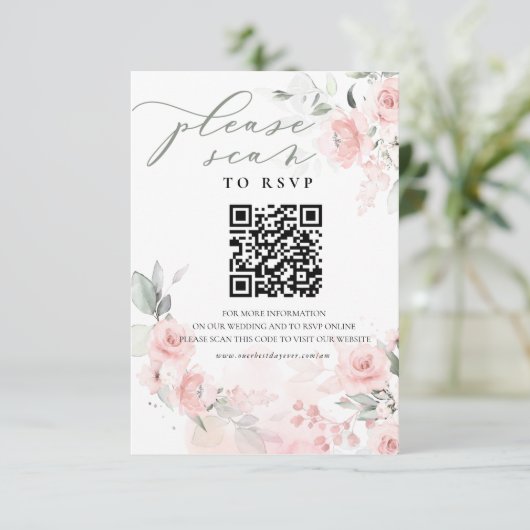 Kaart QR-code RSVP Boho voor bruiloft Website (Staand voorkant)